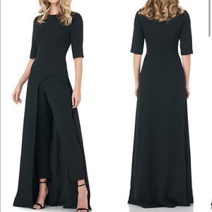 Kay Unger Davina Walk Through Jumpsuit Size 14 Black NEW